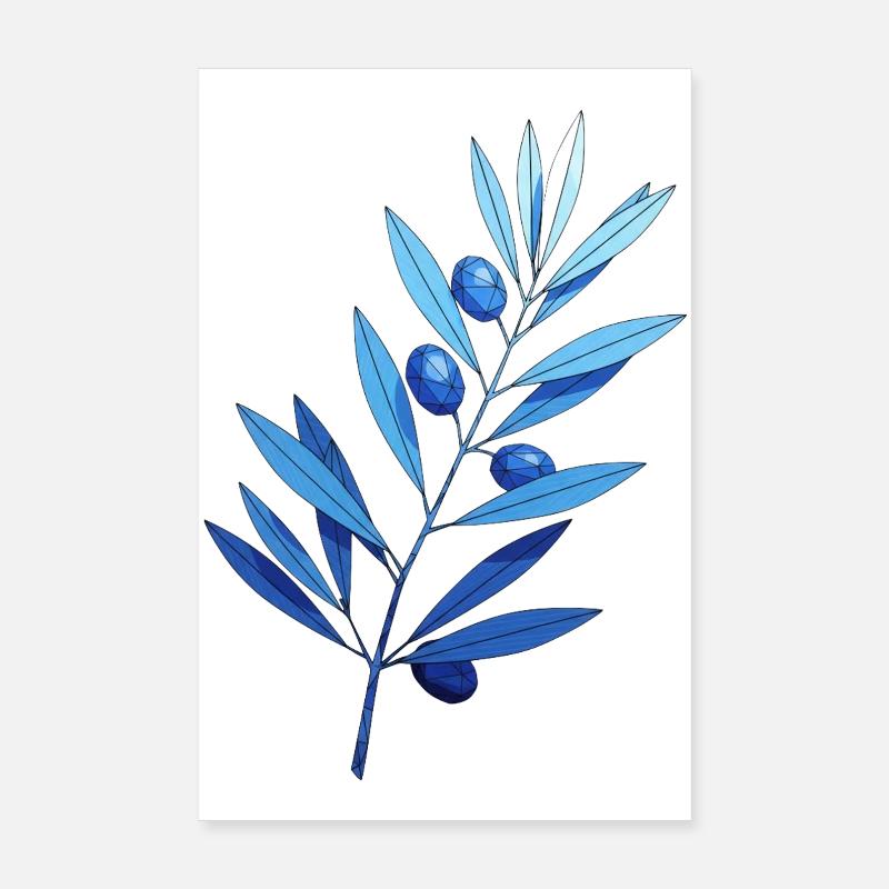 Branch | Blue leaf branches with blueberries Poster 8" x 12" (20x30 cm)