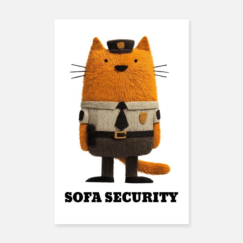 Cat in Security Look - Sofa Security Poster 8" x 12" (20x30 cm)