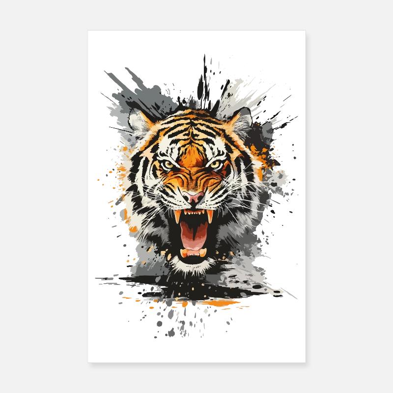 Tiger Head Predator Nature Wilderness Splash Poster 8" x 12" (20x30 cm)