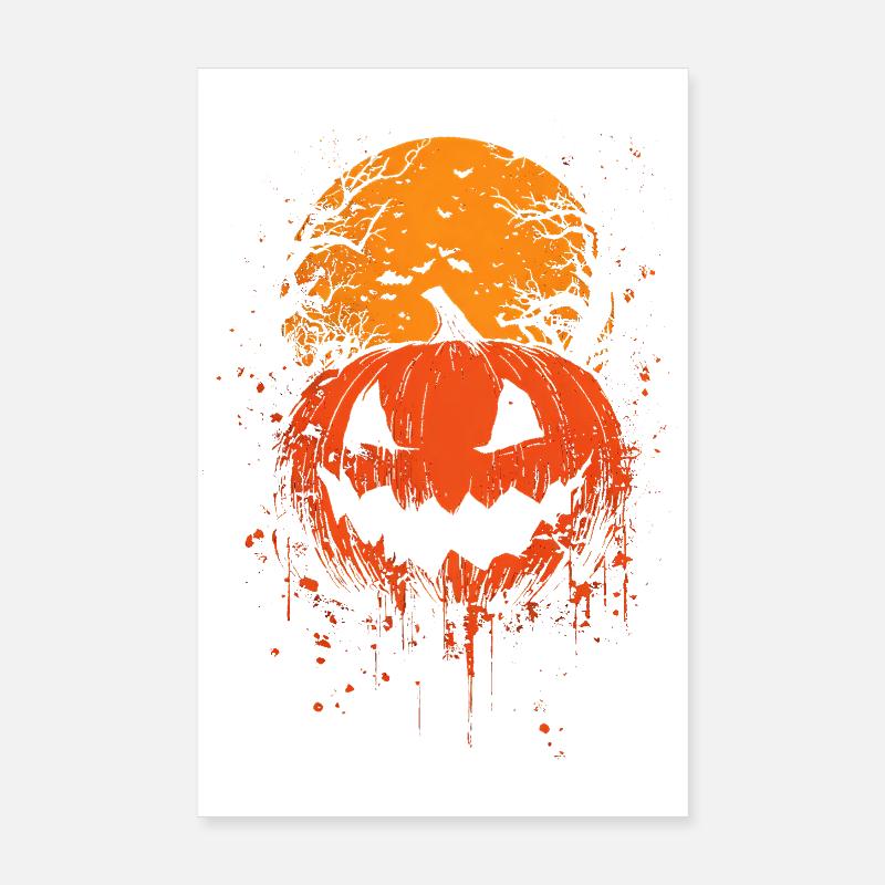 Halloween Citrouille & Lune de Sang – Design effrayant Poster 20 x 30 cm