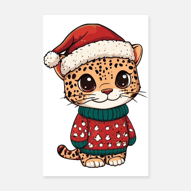 Leopard Weihnachten Xmas Poster 20x30 cm