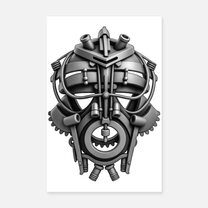 ROBOT MASK #1 - black & white Poster 20 x 30 cm