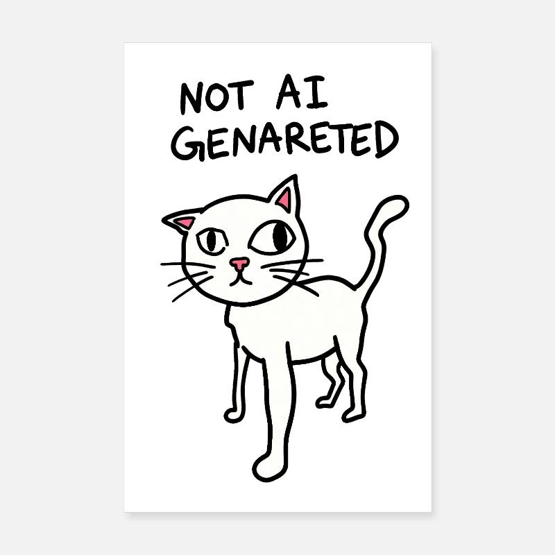 Pas généré par IA - Meme de chat bizarre - Satire IA Poster 20 x 30 cm