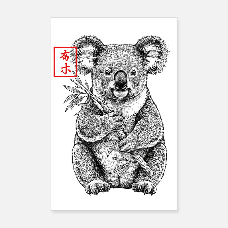 Koala Asian Poster 8" x 12" (20x30 cm)