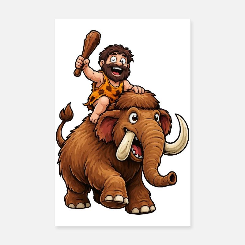 Caveman on a mammoth journey Poster 8" x 12" (20x30 cm)
