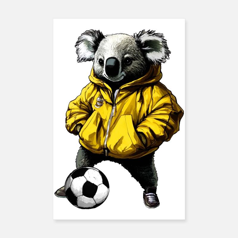 Soccer Koala Poster 20 x 30 cm