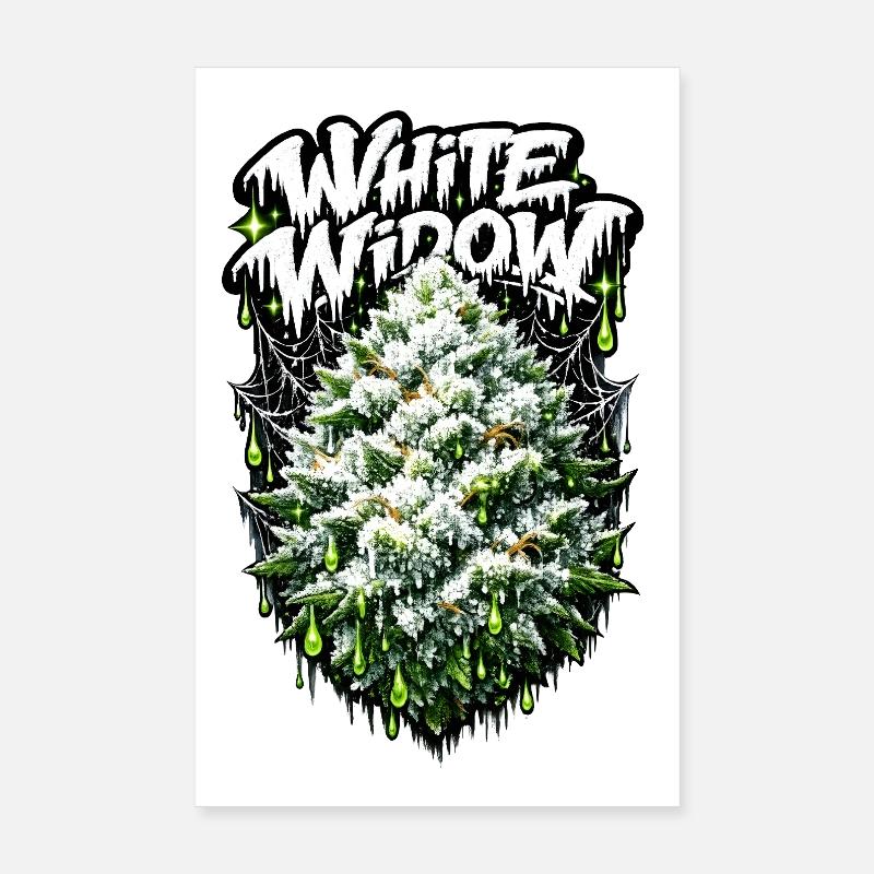 White Widow Cannabis Graffiti Print Poster 8" x 12" (20x30 cm)