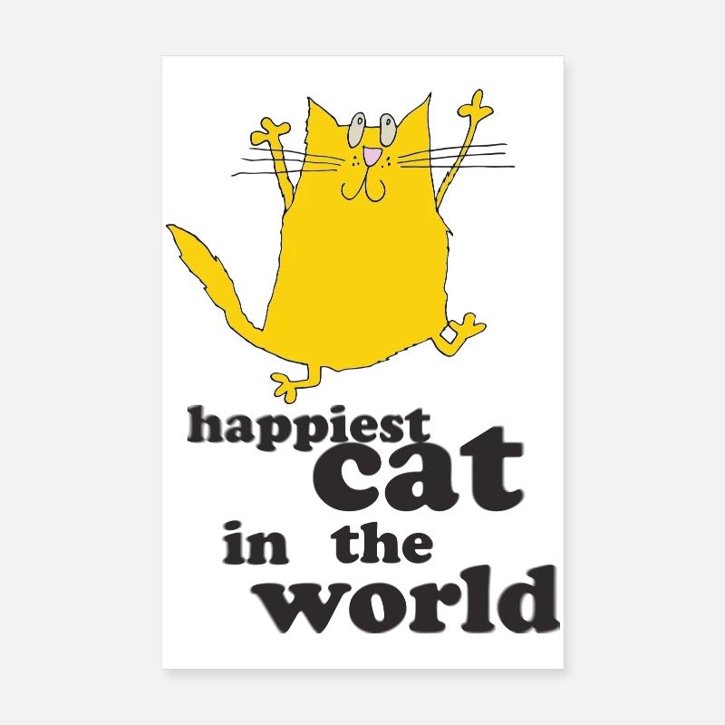 Le chat le plus heureux du monde Poster 20 x 30 cm