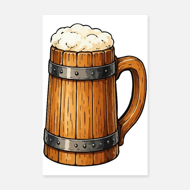 Bierfass Krug Holzdesign Poster 20x30 cm