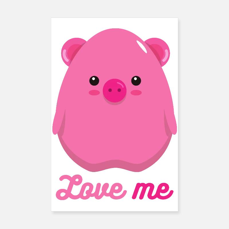 Schwein - Poster 20x30 cm - Weiß