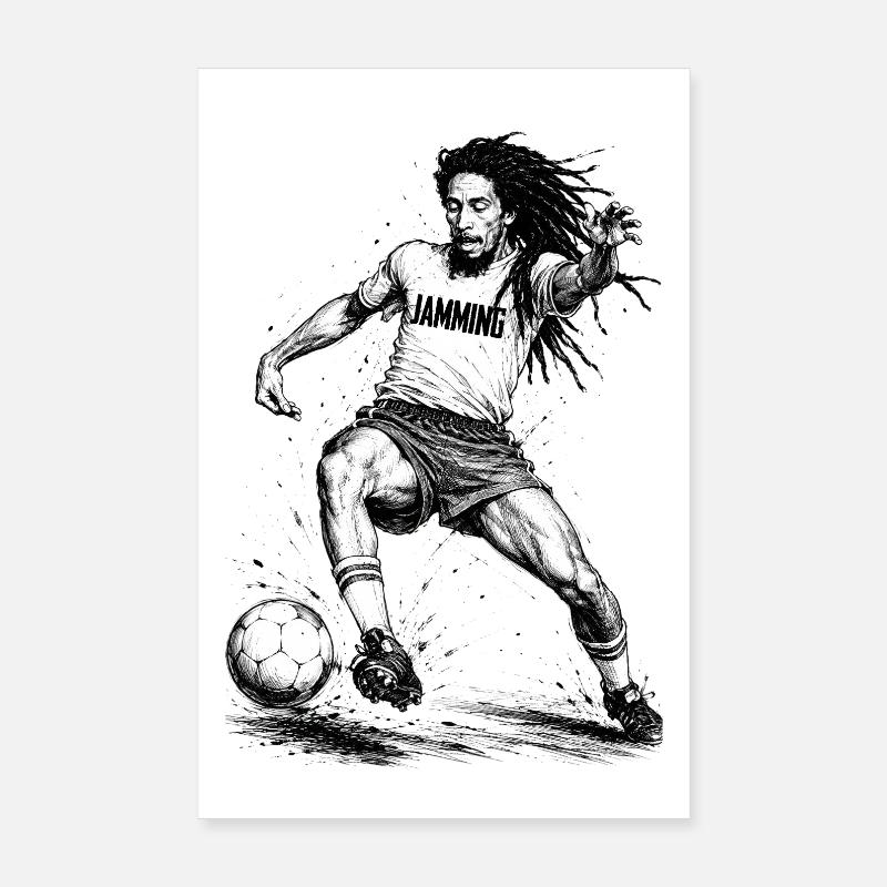 Jammin Kick Dreadlock Fußballheld Poster 20x30 cm