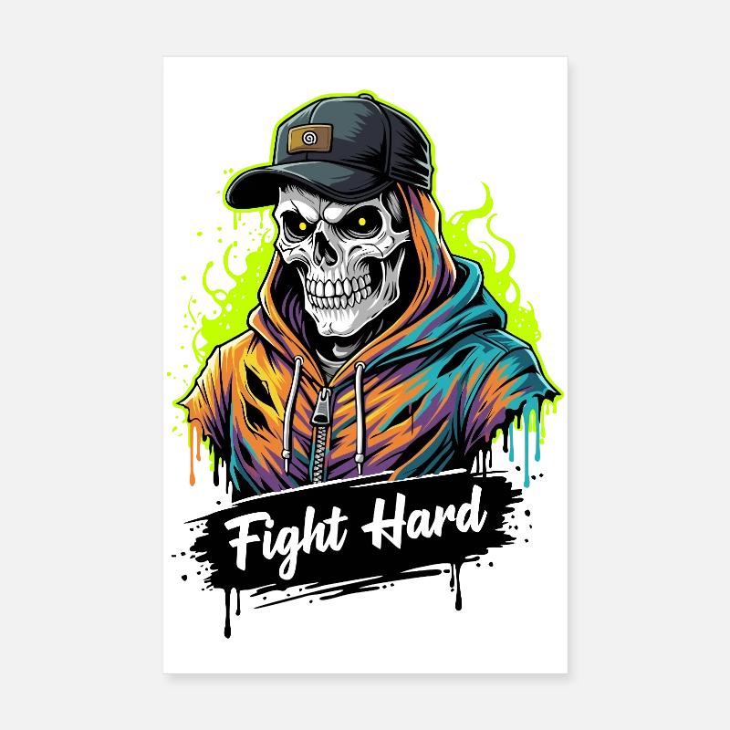 FIGHT HARD - Poster 20 x 30 cm - blanc