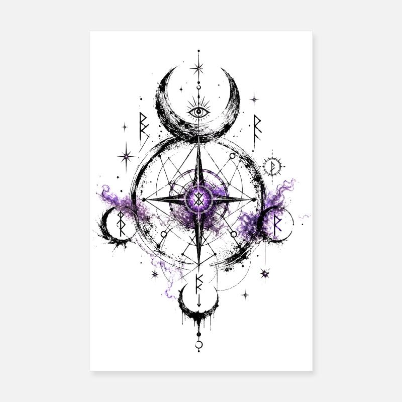Sigil de la Lune Cosmique dans la Nébuleuse Pourpre Poster 20 x 30 cm