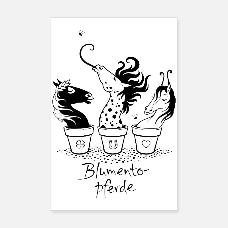 Funny Horses - Poster 8" x 12" (20x30 cm) - white