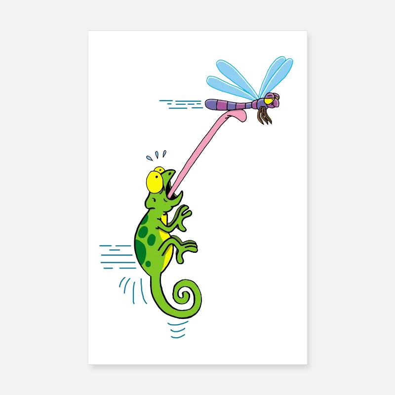 Chamäleon und Libellen Poster 20x30 cm