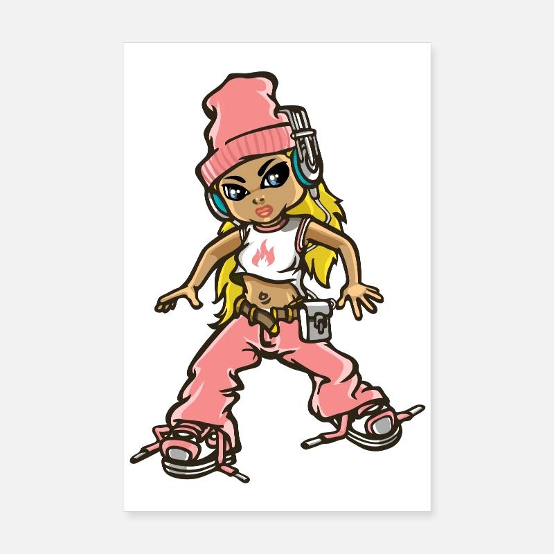 Hip Hop Mädchen in rosa Poster 20x30 cm