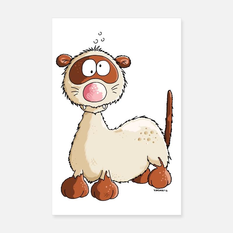 "Freddy Frettchen" - Comic - Cartoon - Poster 20x30 cm - Weiß