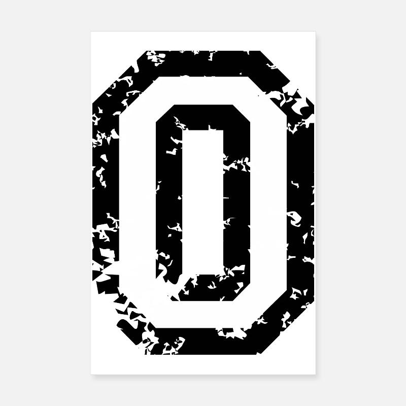 Letter O (Distressed) two-color Black/White Poster 8" x 12" (20x30 cm)