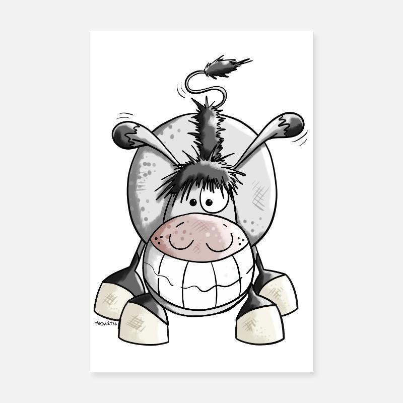 Sourire Âne - Poster 20 x 30 cm - blanc