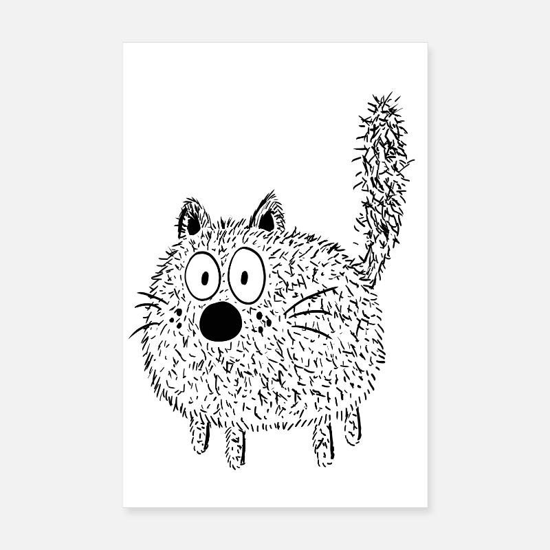 Drôle Chat dessin animé - Cadeau Poster 20 x 30 cm