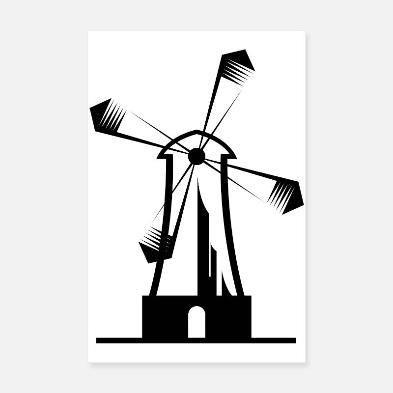 Moulin à vent Nature Illustration icône Pays Graphique Logo Poster 20 x 30 cm