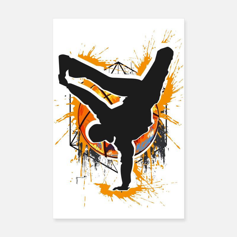 Breakdance - Breakdancer - Breakdancing - Bboy - Poster 20 x 30 cm - blanc