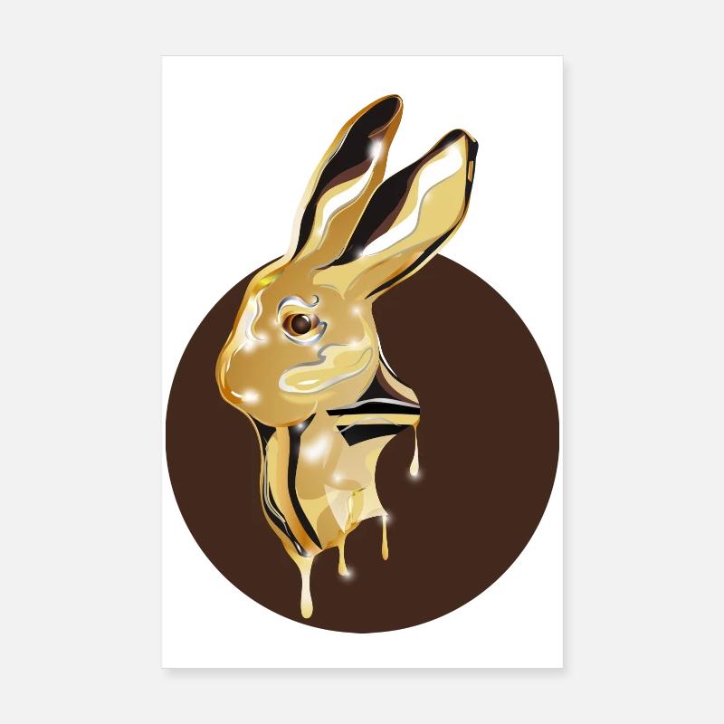 Tête de lapin dorée au look brillant Poster 20 x 30 cm