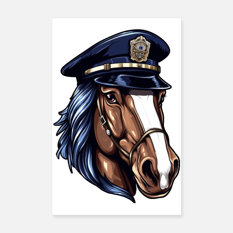 Chevaux Policier Poster 20 x 30 cm