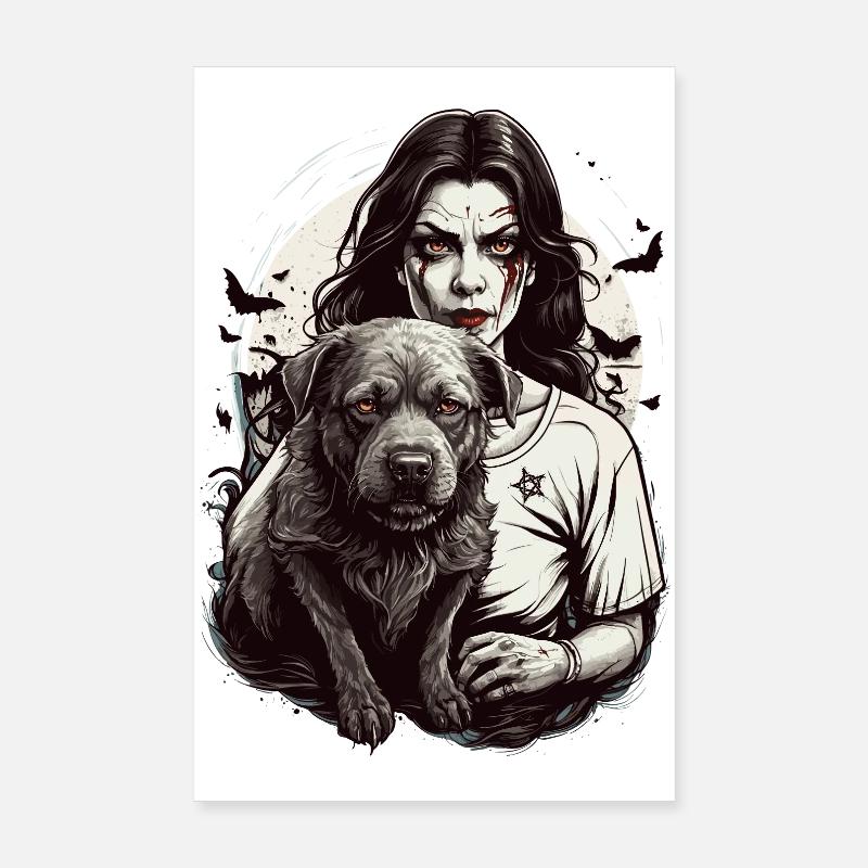 Vampire with dog Poster 8" x 12" (20x30 cm)