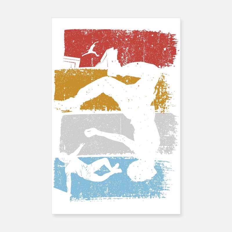 Silhouette du plongeur couchant de rayures Poster 20 x 30 cm