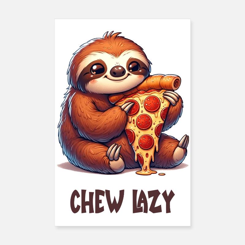 Faultier Pizza Poster 20x30 cm