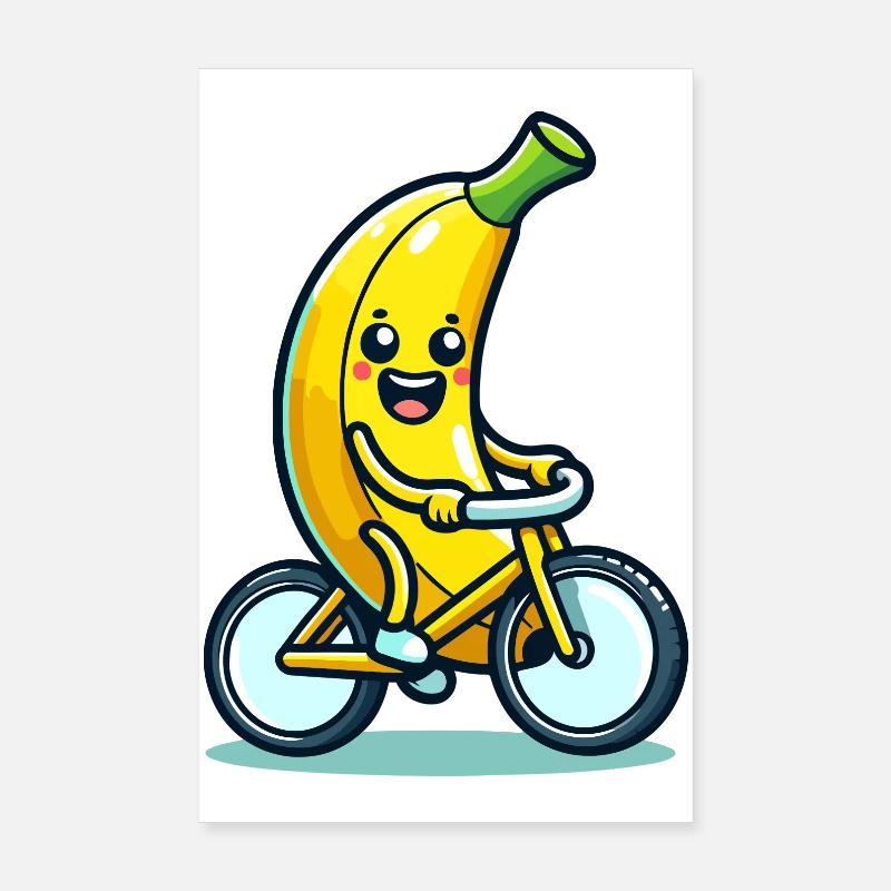 Banana Biker : le pédalier qui épluche - Poster 20 x 30 cm - blanc