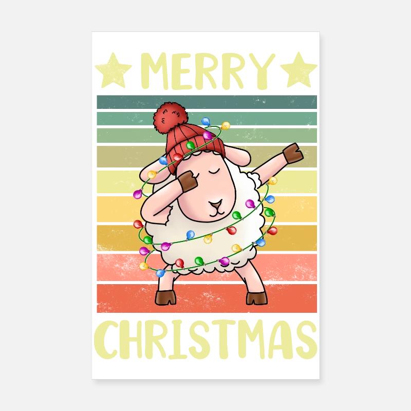 Merry Christmas Sheep Poster 8" x 12" (20x30 cm)