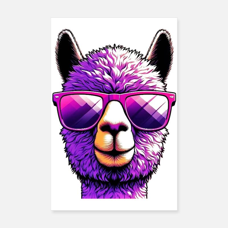 Alpaka mit Sonnenbrille Poster 20x30 cm