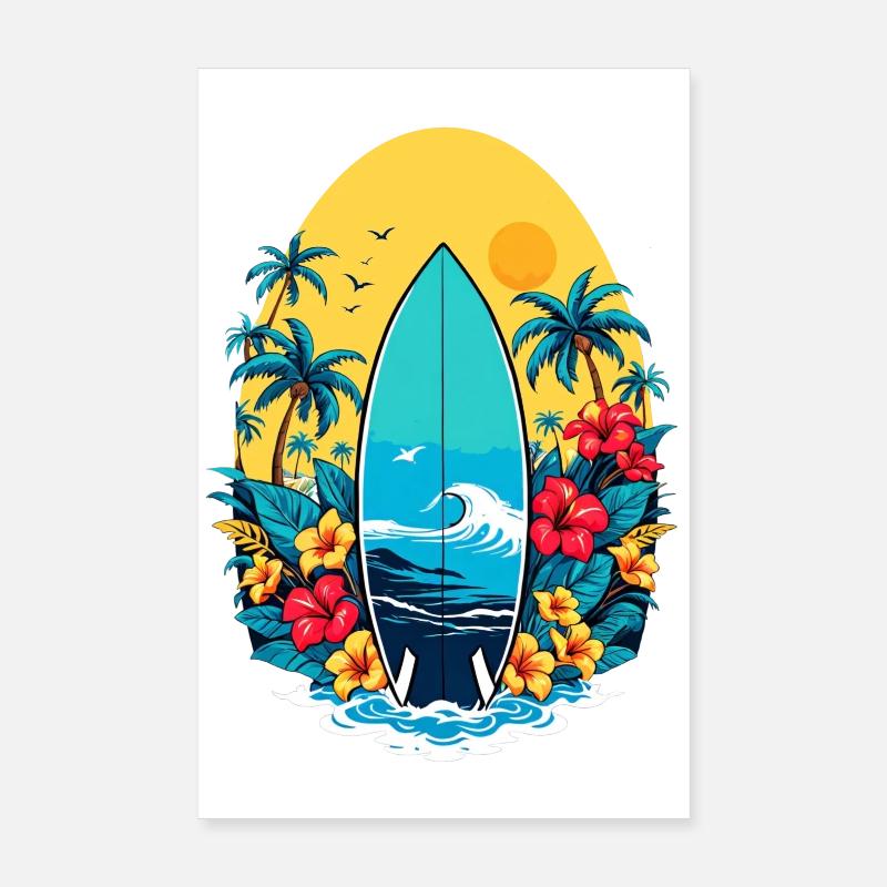 Stylisches Surfbrett Poster 20x30 cm