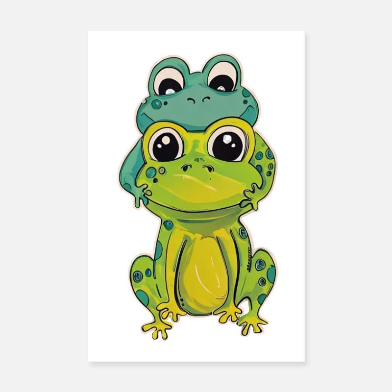 Zwei Froschfreunde - Poster 20x30 cm - Weiß