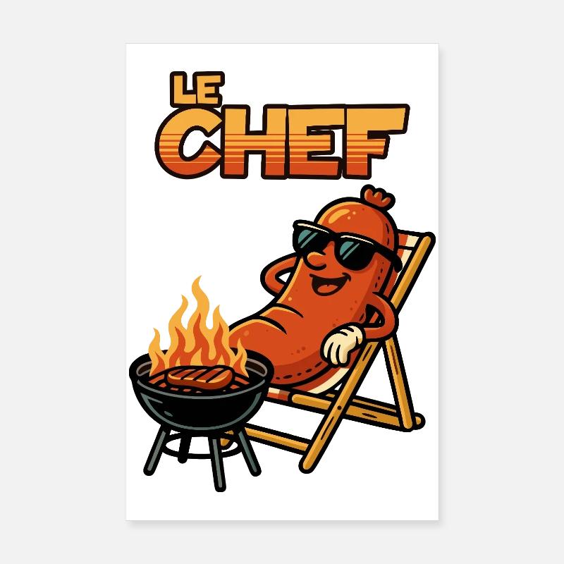 Le Chef : Maître du grill dans le style rétro Poster 20 x 30 cm