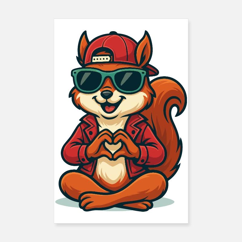 Ondes d’amour d’écureuil Poster 20 x 30 cm
