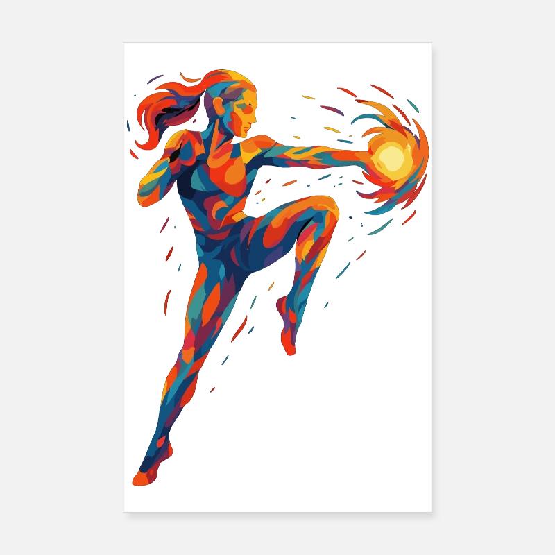 Kickboxer Cool Abstrait Power Kickboxing Cadeau Poster 20 x 30 cm