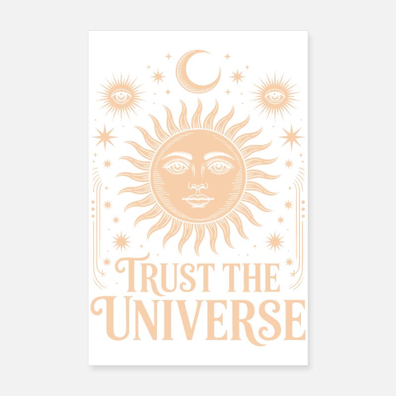 Trust The Universe Mystical Boho Sun and Moon Poster 8" x 12" (20x30 cm)