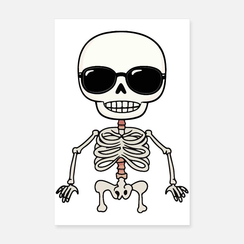 Skeleton mit Sonnenbrille und Stil Poster 20x30 cm