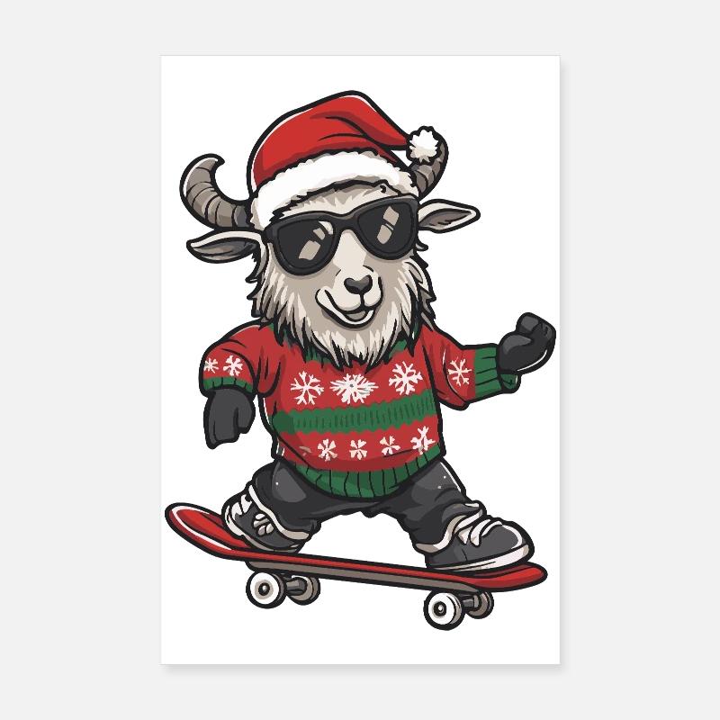 Chèvre de montagne Noël drôle Poster 20 x 30 cm