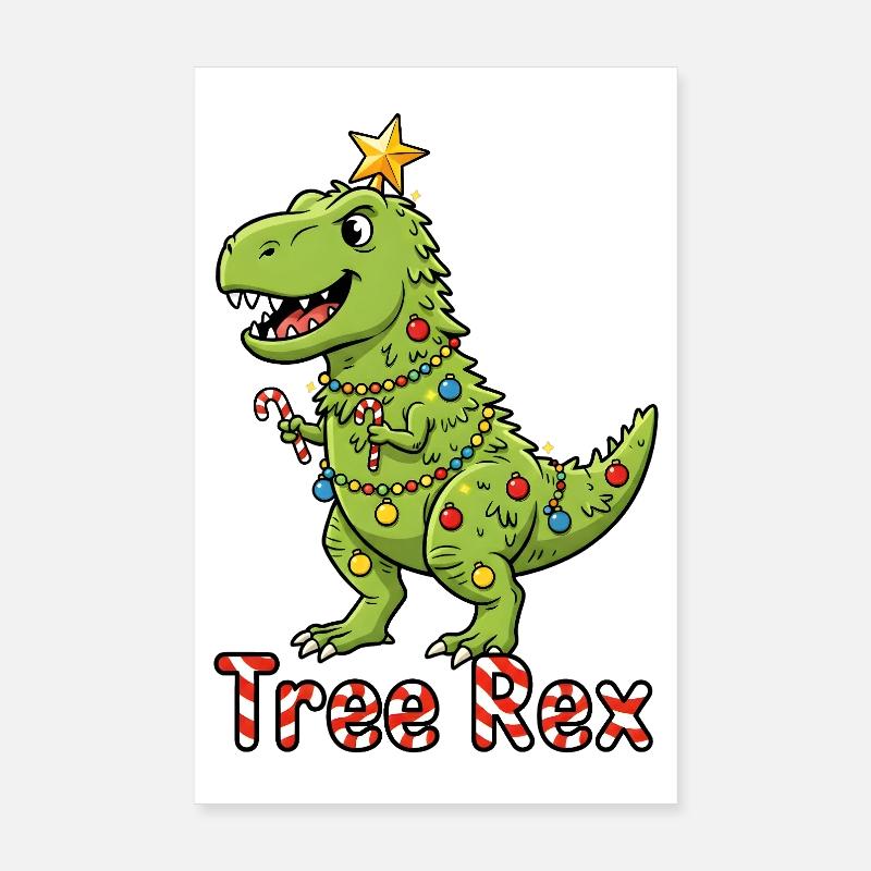 Tree Rex Christmas Trend Poster 8" x 12" (20x30 cm)