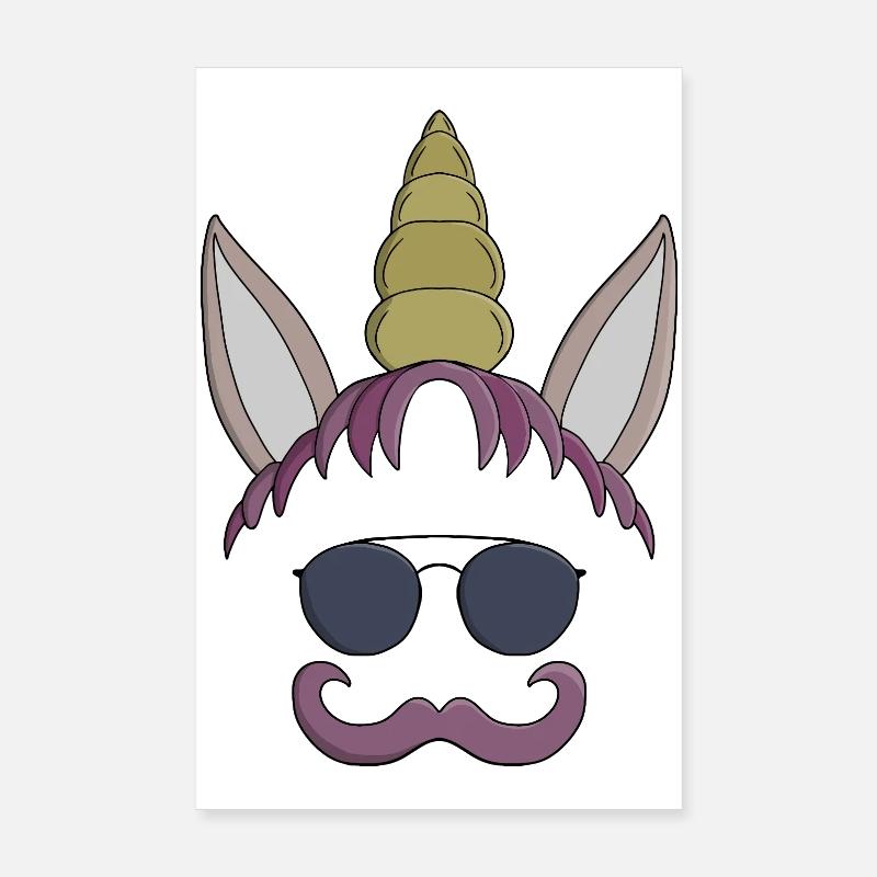 Unicorn Moustache Poster 8" x 12" (20x30 cm)