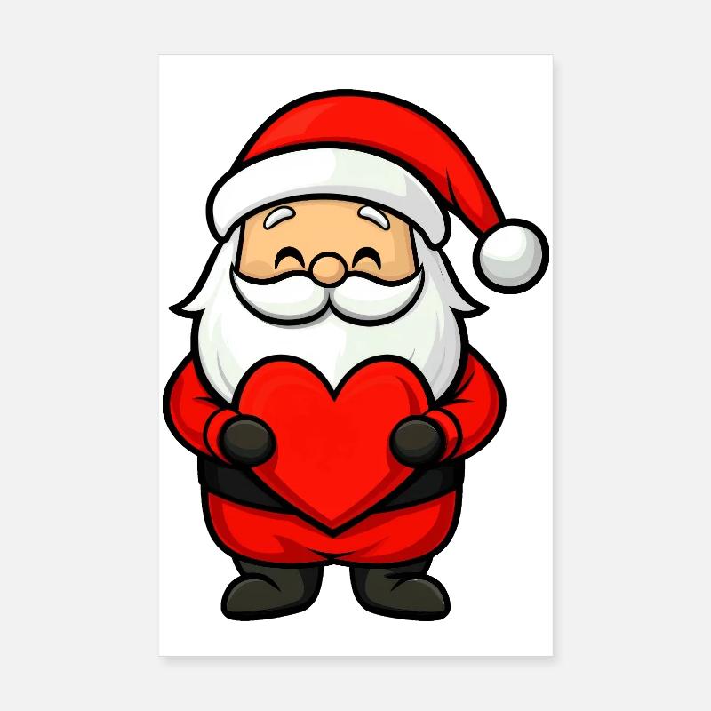 Weihnachtsmann mit Herz Poster 20x30 cm