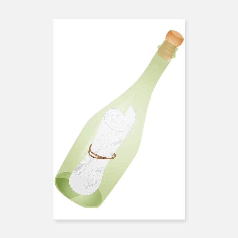 Romantic Vintage Message in a Bottle with Old Message Poster 8" x 12" (20x30 cm)
