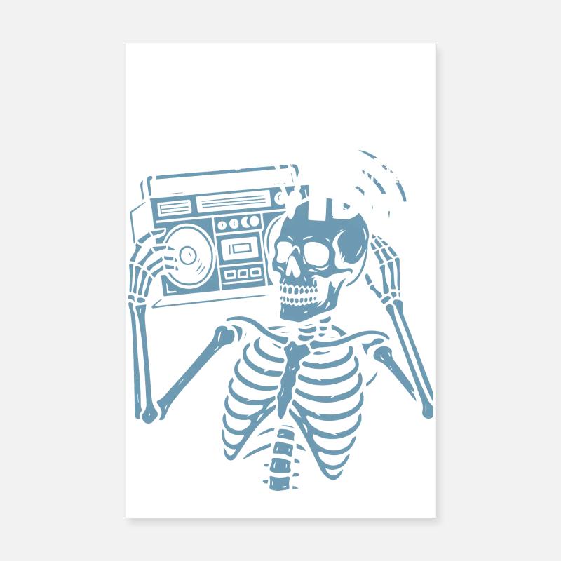 Trance Vibes Skeleton Boombox Poster 20 x 30 cm