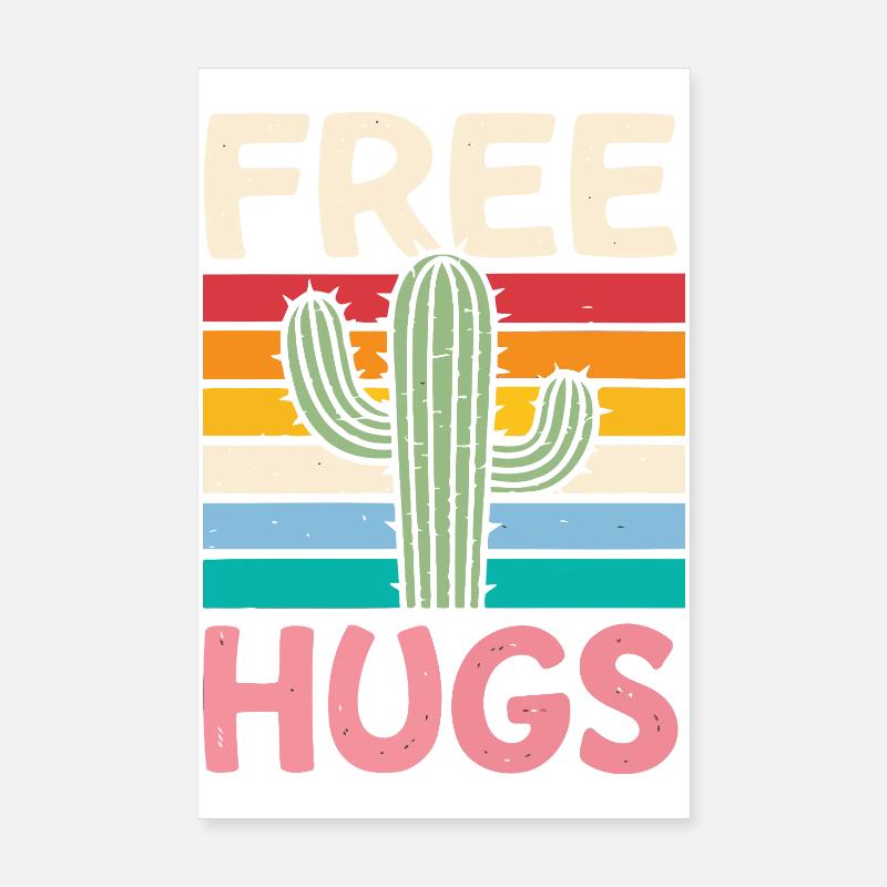 Rainbow Cactus Free Hugs Poster 8" x 12" (20x30 cm)