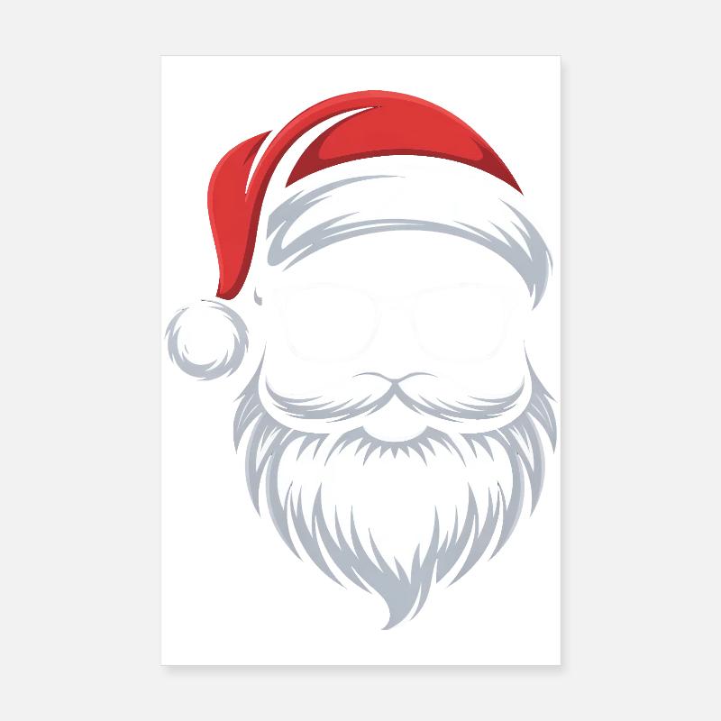 Weihnachts-Santa mit Bart und Brille - Poster 20x30 cm - Weiß