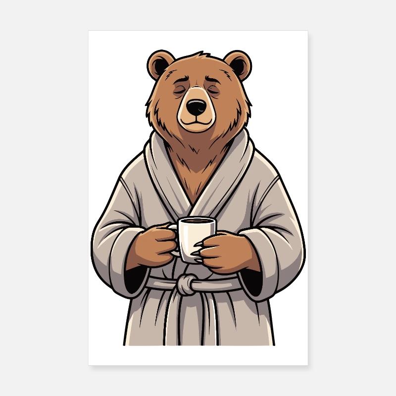Bear with coffee Poster 8" x 12" (20x30 cm)